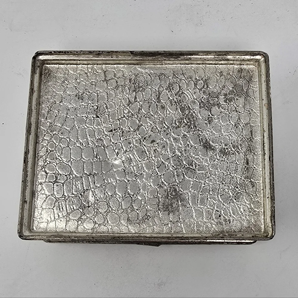 Vtg‎ french jewelry box vanity trinket box casket engraved hinged florentine
